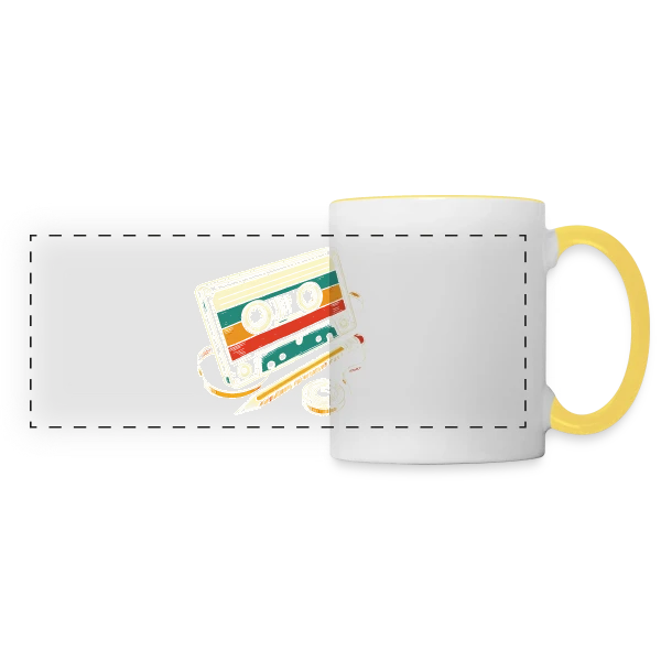 Cassette Rétro Crayon sur Mug panoramique contrasté et blanc