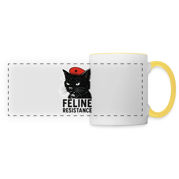 Chat Noir Révolutionnaire sur Mug panoramique contrasté et blanc