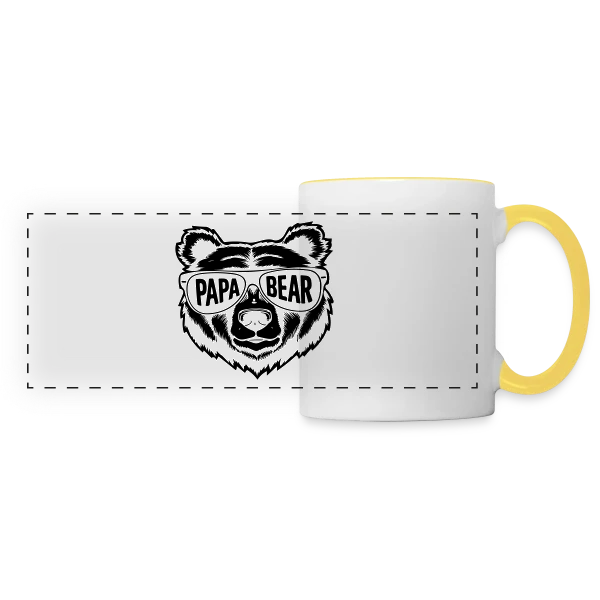 Papa Bear - Le Papa Câlin de la Famille sur Mug panoramique contrasté et blanc