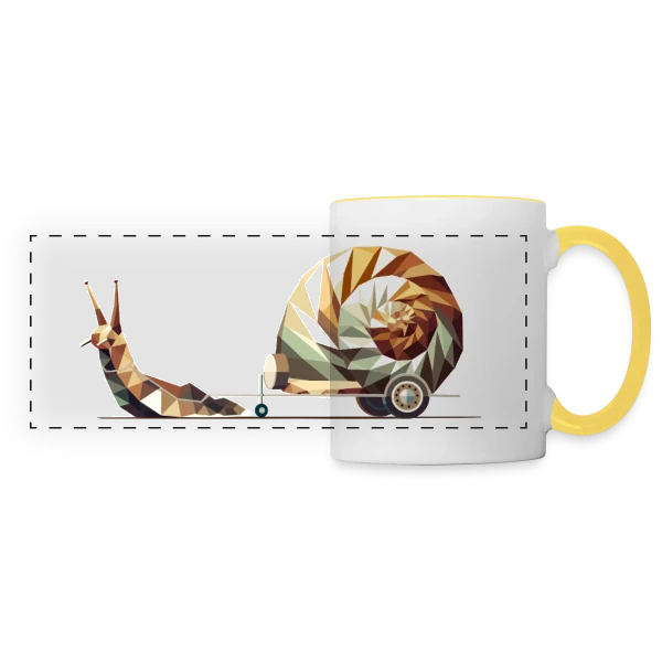 Slow Travel "L'Escargot Caravane" : Zen et Humoristique sur Mug panoramique contrasté et blanc
