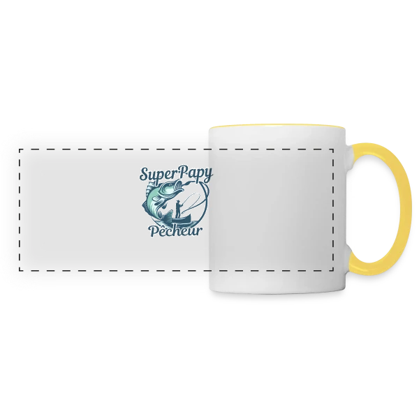 Personnalisé 'Papy Pêcheur' avec Prénoms des Petits-Enfants sur Mug panoramique contrasté et blanc