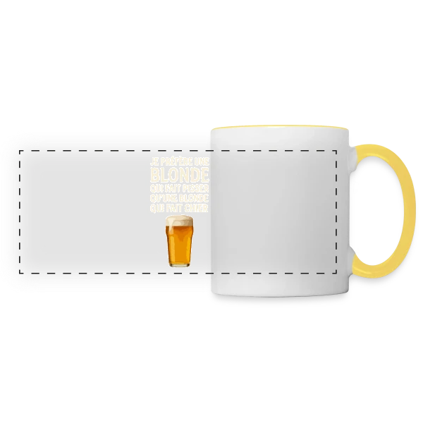 Je Préfère Une Blonde : Humour de Bistrot & Bière sur Mug panoramique contrasté et blanc