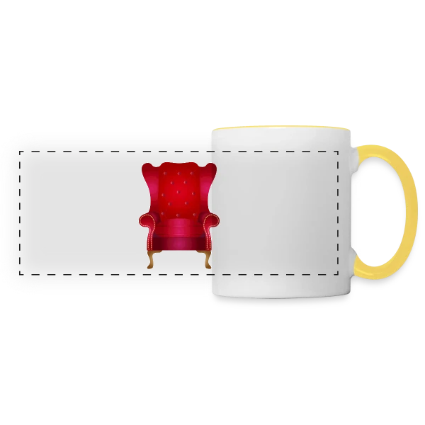 Fauteuil Vintage Rouge: Élégance Chaleureuse sur Mug panoramique contrasté et blanc