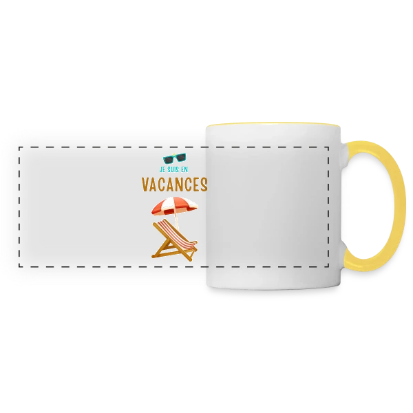 Je Suis En Vacances Plage sur Mug panoramique contrasté et blanc