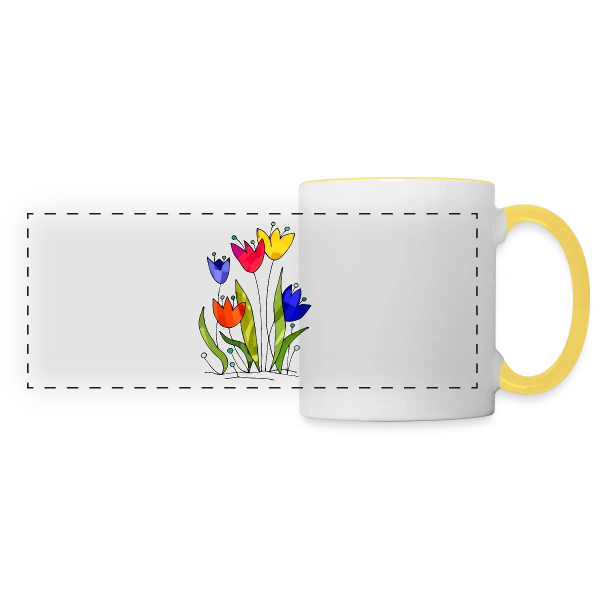 Bouquet de Fleurs sur Mug panoramique contrasté et blanc