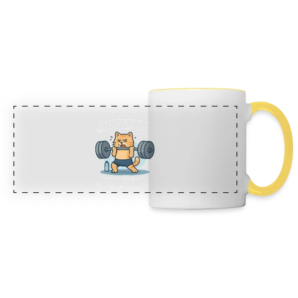 Je Peux Pas, J'ai Muscu ! Chat Bodybuilder Humour sur Mug panoramique contrasté et blanc
