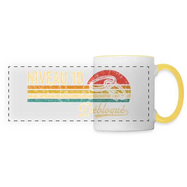 Niveau 10 Mariage Vintage sur Mug panoramique contrasté et blanc