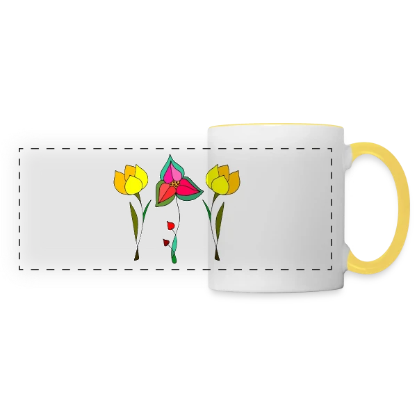 Jardin Fleuri Délicat sur Mug panoramique contrasté et blanc