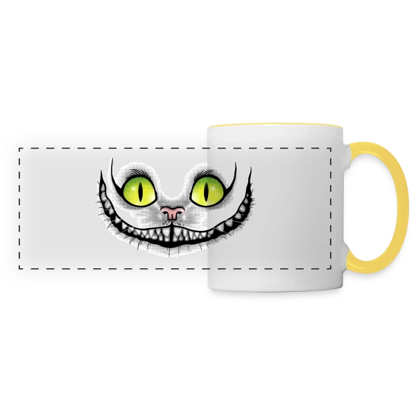 Chat Noir Sourit dans le Noir sur Mug panoramique contrasté et blanc