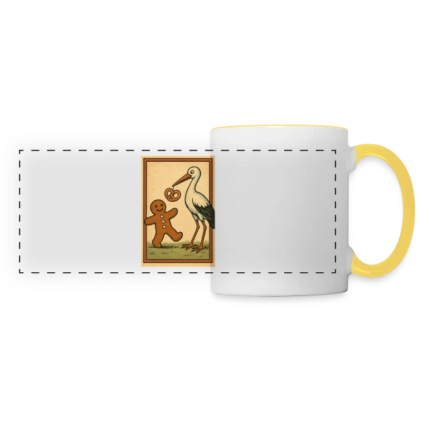 Cigogne et Mannele Alsacien sur Mug panoramique contrasté et blanc