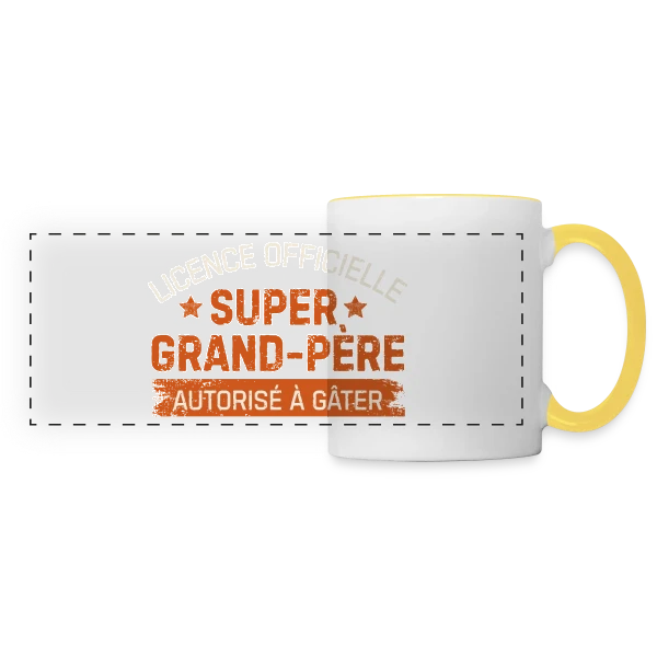 Licence de Grand-Père : T-shirt Humour Papy sur Mug panoramique contrasté et blanc