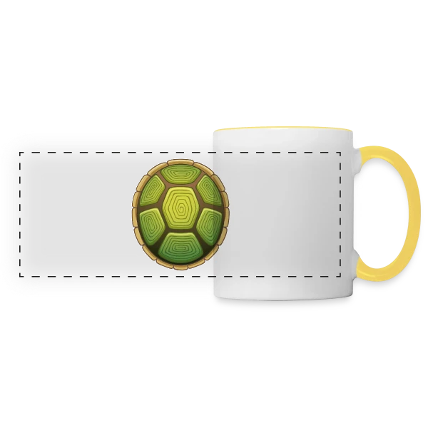 Carapace de Tortue Stylisée sur Mug panoramique contrasté et blanc