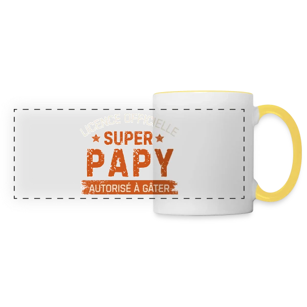 'Licence Papy Officielle' – Humour Grand-Père sur Mug panoramique contrasté et blanc