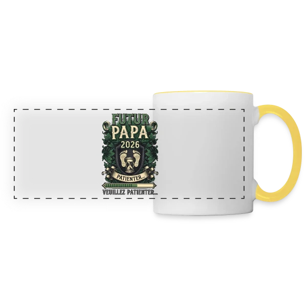 Gravure Héraldique Premium sur Mug panoramique contrasté et blanc