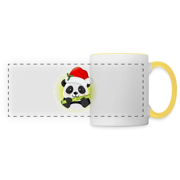 Panda Festif de Noël sur Mug panoramique contrasté et blanc