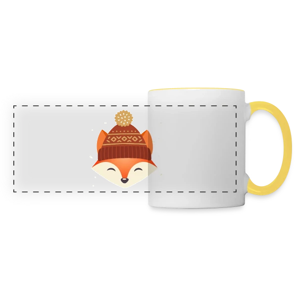 Renard Urbain au Bonnet Stylé sur Mug panoramique contrasté et blanc