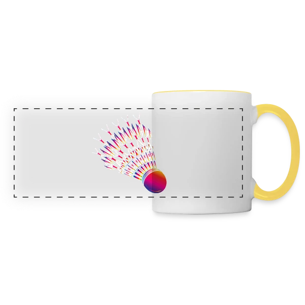 Volant de Badminton Vibrant sur Mug panoramique contrasté et blanc