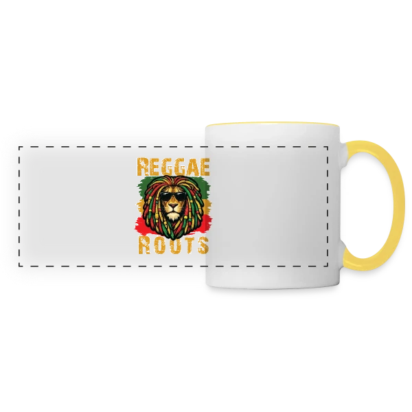 Lion Reggae Roots sur Mug panoramique contrasté et blanc