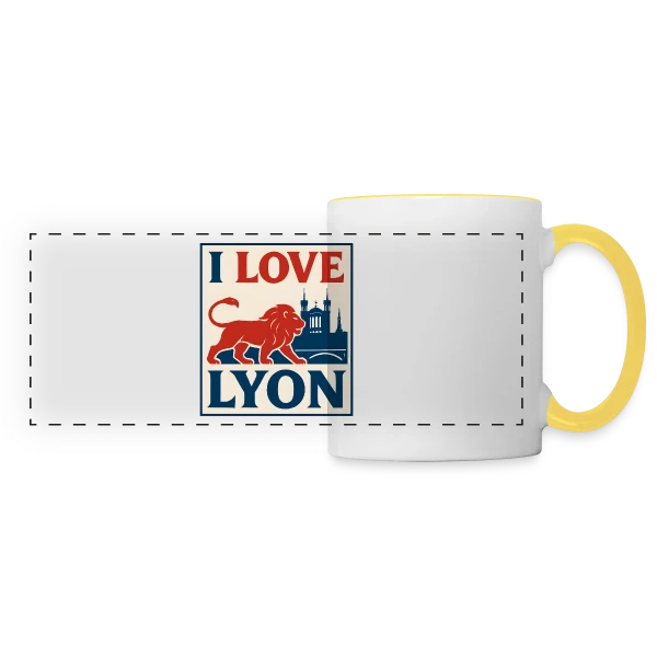 Fierté Lyonnaise Lion Vintage sur Mug panoramique contrasté et blanc