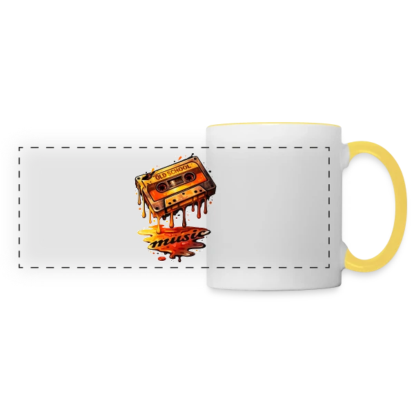 Rétro Cassette Audio : L'Esprit 80s sur Mug panoramique contrasté et blanc