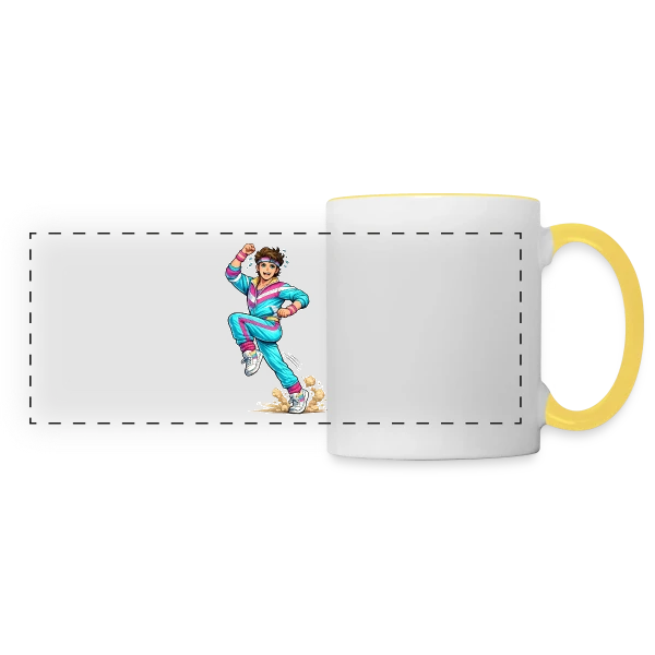 L'Homme Aérobic Déchaîné sur Mug panoramique contrasté et blanc