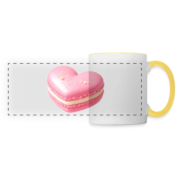 Macaron Cœur - Déclaration Gourmande sur Mug panoramique contrasté et blanc