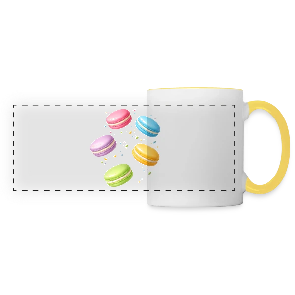 Macarons Colorés - Douceur Gourmande sur Mug panoramique contrasté et blanc