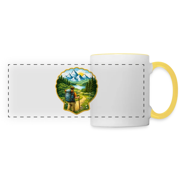 Chemin de Compostelle - L'Esprit Pèlerin sur Mug panoramique contrasté et blanc