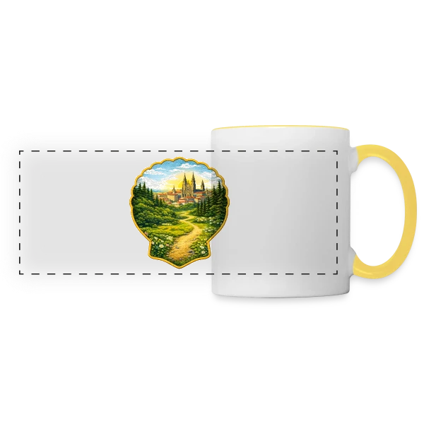 Chemin de Compostelle : L'Aventure du Pèlerinage sur Mug panoramique contrasté et blanc