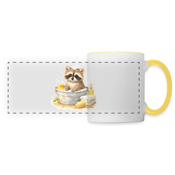 Bébé Raton Laveur dans le Bain sur Mug panoramique contrasté et blanc