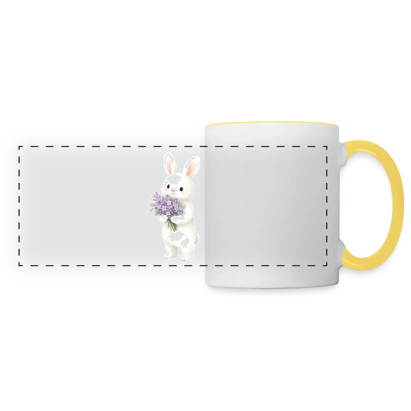 Lapin dans les Lilas - Douceur Printanière sur Mug panoramique contrasté et blanc