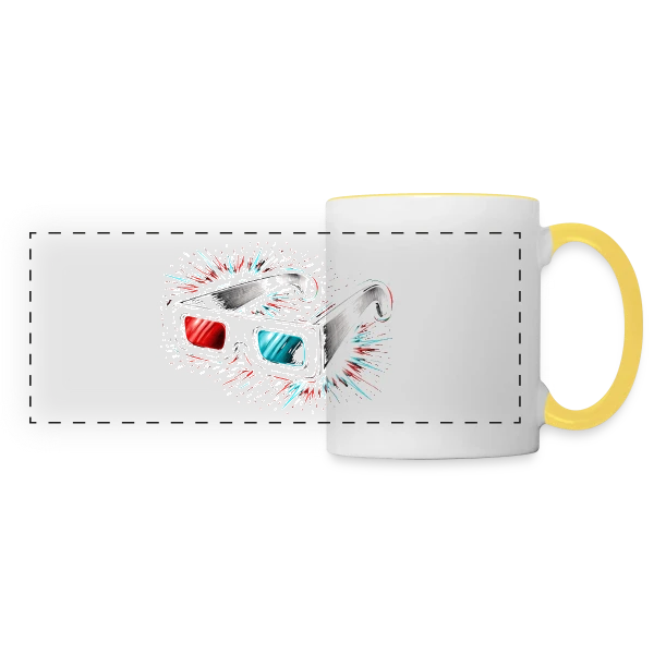 Lunettes 3D Rétro sur Mug panoramique contrasté et blanc