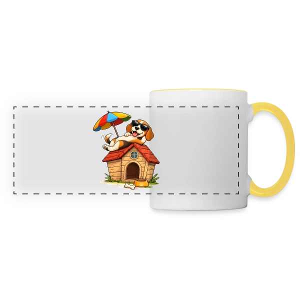 Chien Beagle en Vacances à la Maison sur Mug panoramique contrasté et blanc
