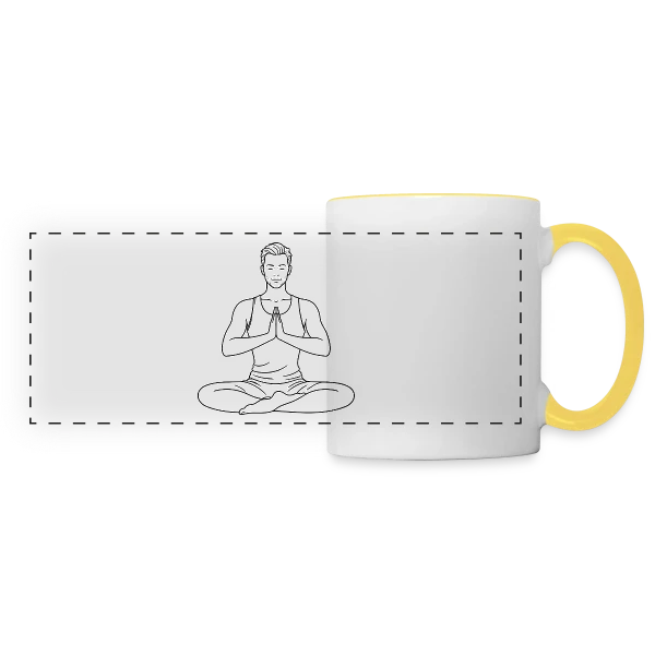 Homme en Posture de Yoga sur Mug panoramique contrasté et blanc