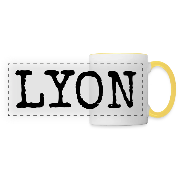Lyon Texte Grunge sur Mug panoramique contrasté et blanc