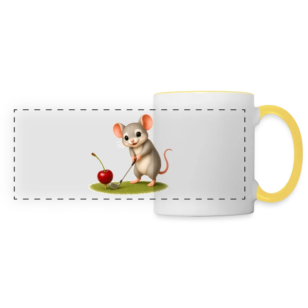 La Souris Golfeuse sur Mug panoramique contrasté et blanc