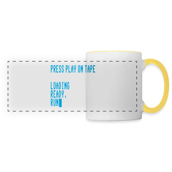Press Play on Tape - Ordinateur Rétro C64 sur Mug panoramique contrasté et blanc