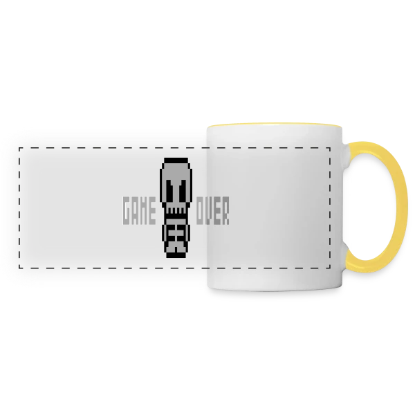 Pixelsquelette : L'Art Macabre en Pixel Art sur Mug panoramique contrasté et blanc