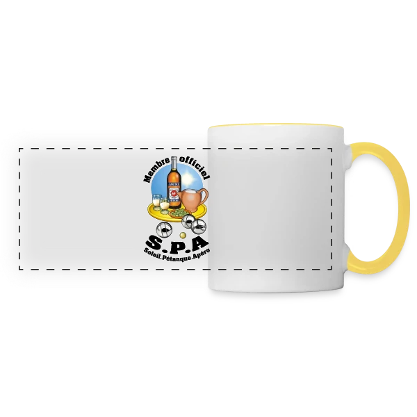 Club S.P.A : Soleil, Pétanque, Apéro ! sur Mug panoramique contrasté et blanc