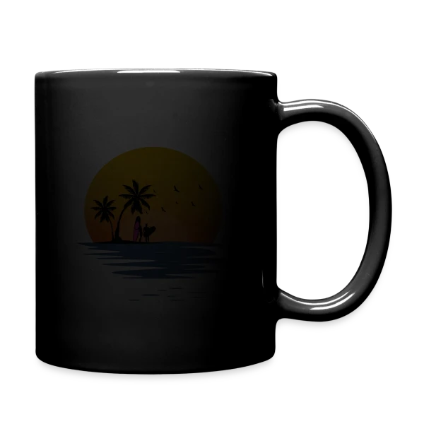 Coucher de Soleil Plage Surfeurs sur Mug uni