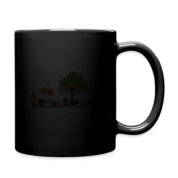 Jardin luxuriant et Chats Noirs - Illustration Poétique sur Mug uni