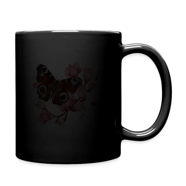 Papillon Paon et Magnolia Rose : Élégance Naturelle sur Mug uni