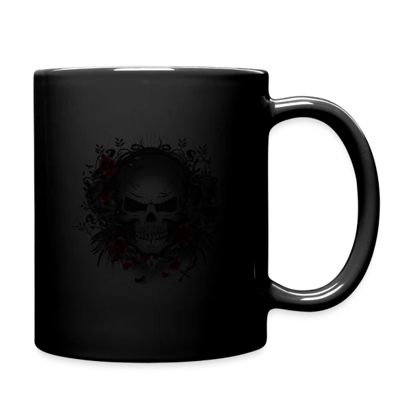 Crâne Gothique Mystique aux Roses Rouges sur Mug uni