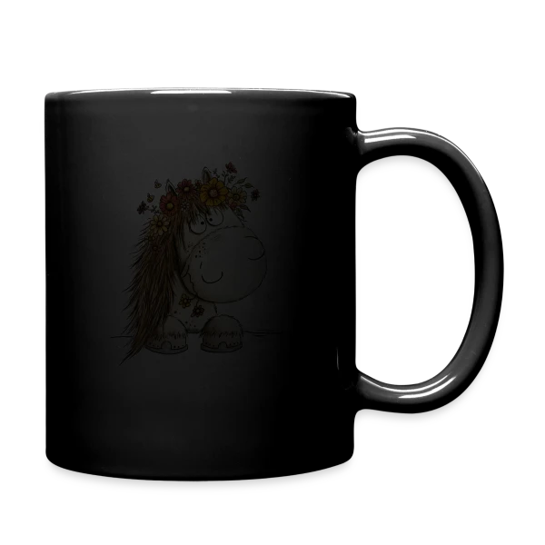 Cheval Adorable avec Couronne de Fleurs - Cartoon sur Mug uni