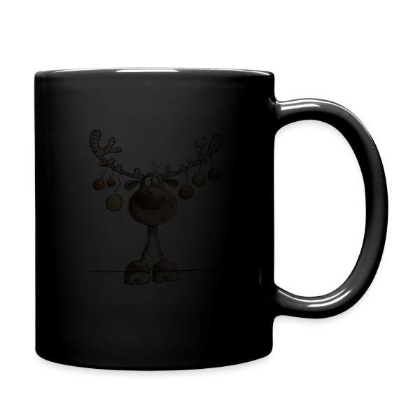 Maquette de Mug uni « Rennes Festifs et Boules de Noël » à personnaliser