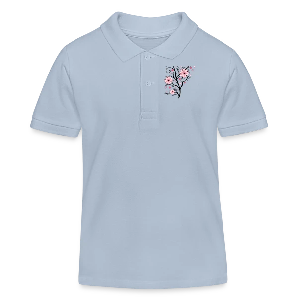 Cerisier Fleuri Cœurs sur Polo enfant bio Stanley/Stella