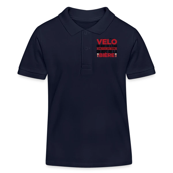 Humour Cycliste : De l'Eau sur le Vélo, de la Bière à Terre sur Polo enfant bio Stanley/Stella