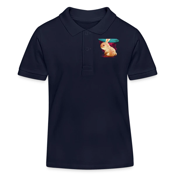 Lapin Surfeur Estival sur Polo enfant bio Stanley/Stella