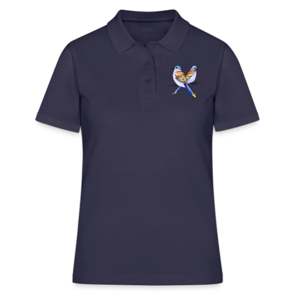 Duo Oiseaux Colorés sur Polo Femme