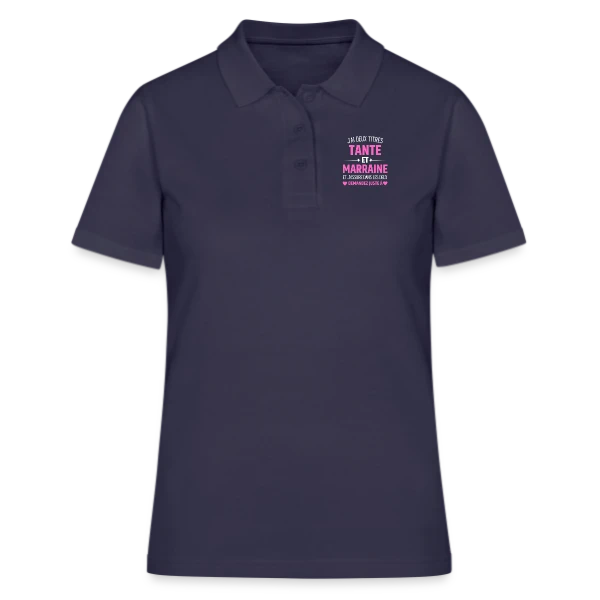 Tante et Marraine : Le T-shirt Humour Personnalisé avec les Prénoms des Enfants sur Polo Femme